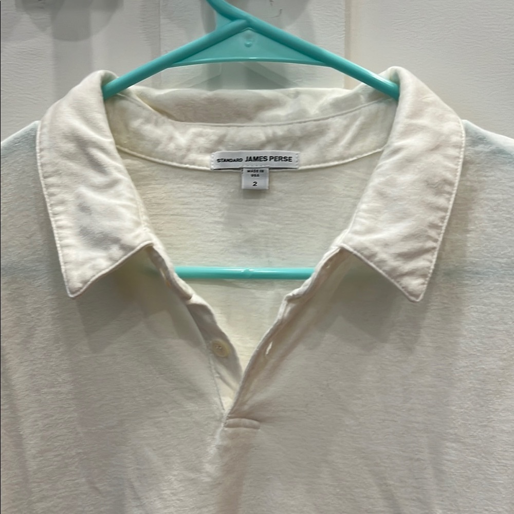 James Perse White Polo Shirt Classic Design